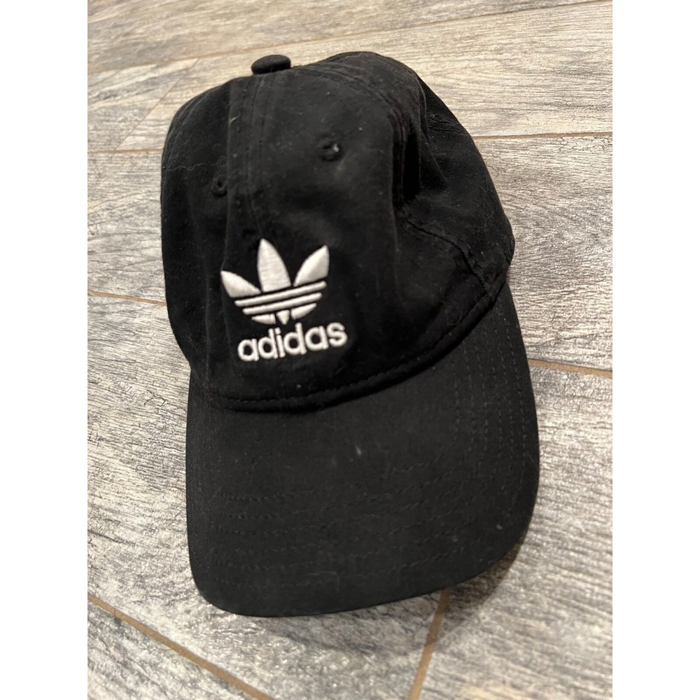 Adidas Baseball Cap Black Embroidered Trefoil‎ Strapback Dad Hat Womens OSFW